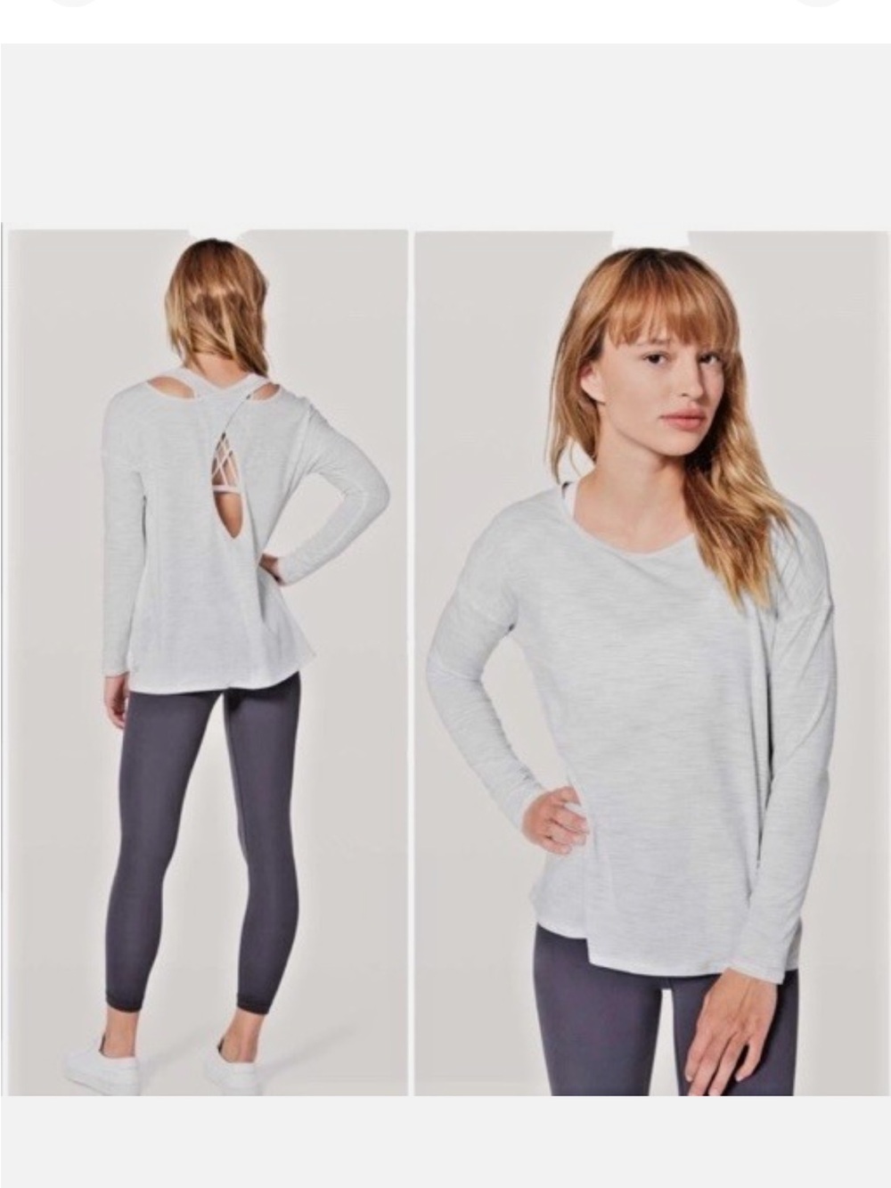 NWT Lululemon Light Gray Long-Sleeve “back into it” top